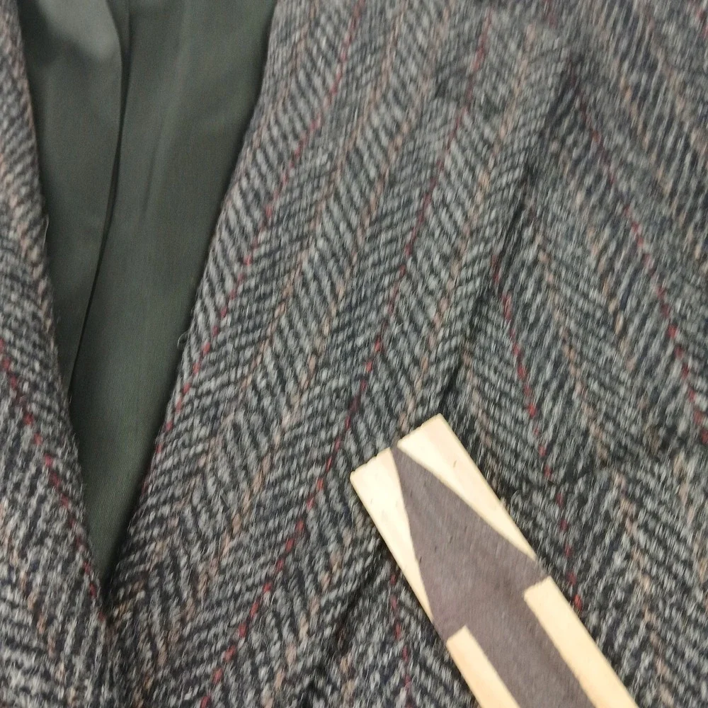VTG Harris‎ Tweed Baskin 40R Mens Blazer 21x30 Herringbone FLAW